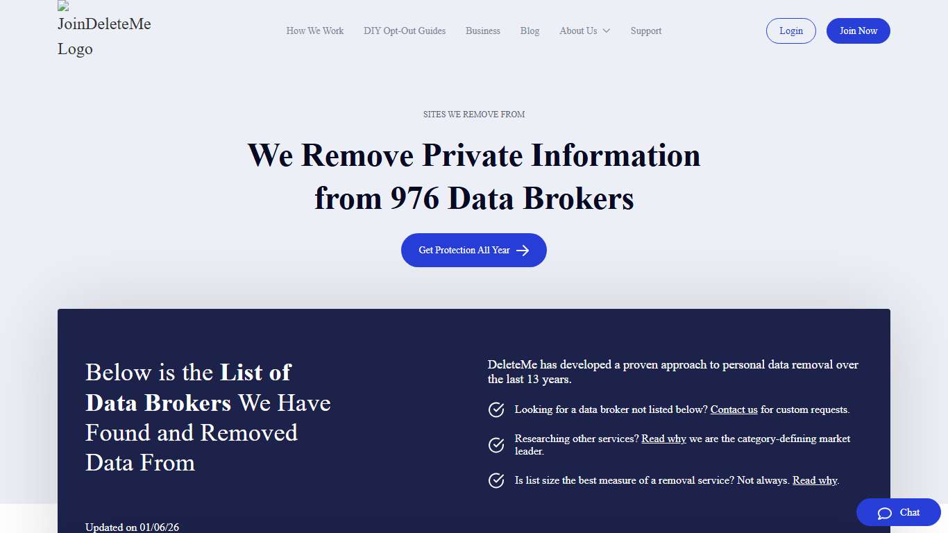 Sites We Remove From - JoinDeleteMe